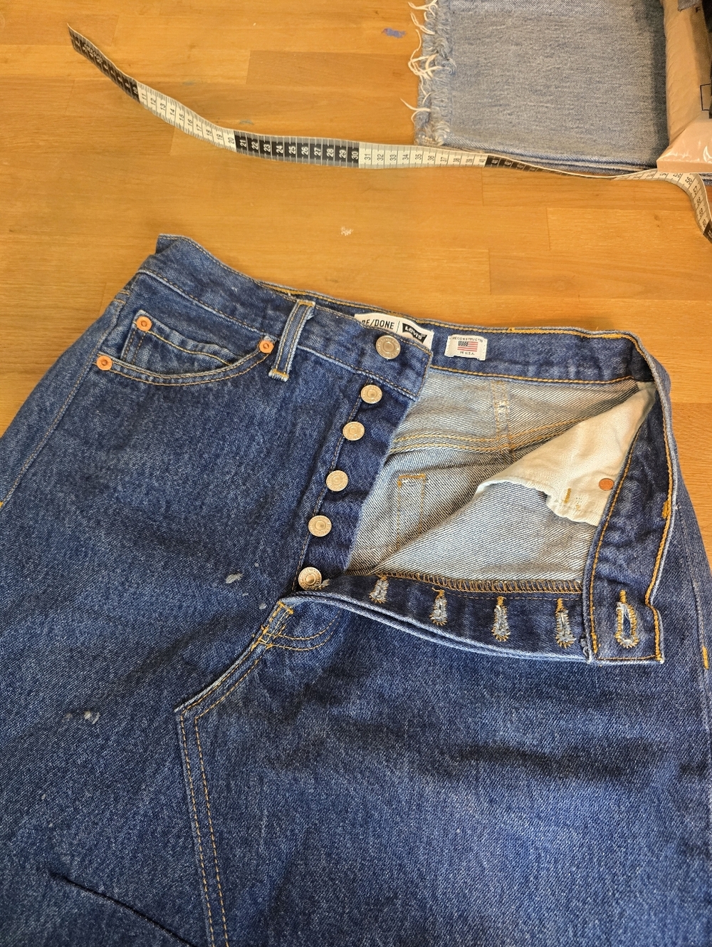 FLAWED RE/DONE Revolve Long Denim Skirt Indigo 27 - Picture 11 of 13